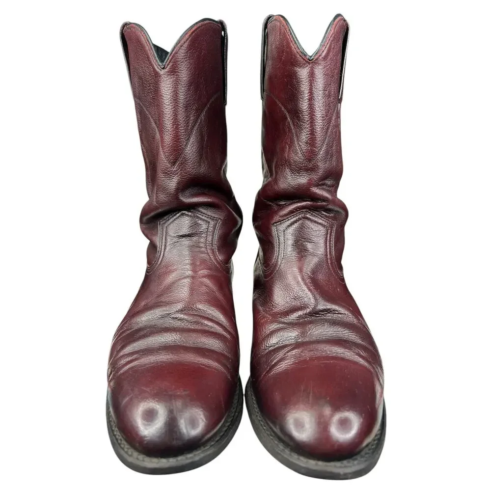 Vintage Dan Post Men’s Black Cherry Slouch Cowboy Boot Size US 9.5 D
